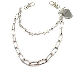 Double Layer Twisted Wire + Metal Tag Pants Or Wallet Chain 12 Inches